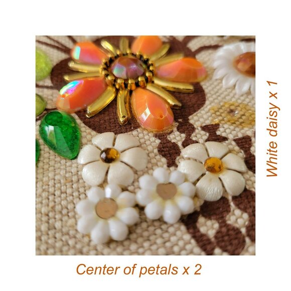 Enid Collins Cattails Bejeweled Handbag Orange Yellow White Flowers Rhinestones - Picture 8 of 16